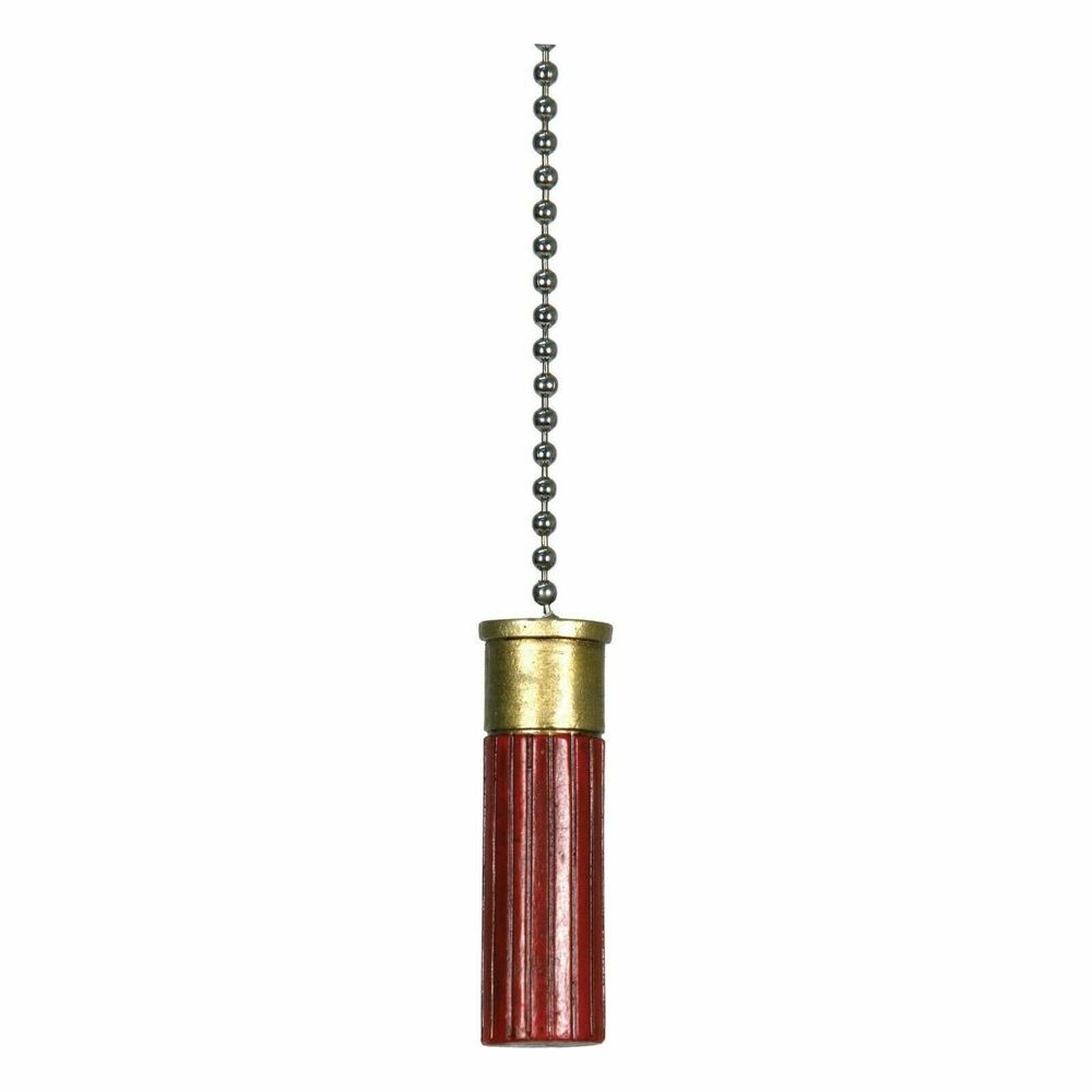 River's Edge Shot Shell Ceiling Fan Pull 12-in Chain Gold Red Ornament Gift NEW